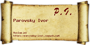 Parovsky Ivor névjegykártya